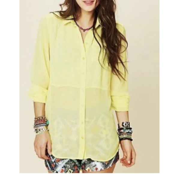 Free People Tops - Free People Button Down Sheer Blouse Size XS